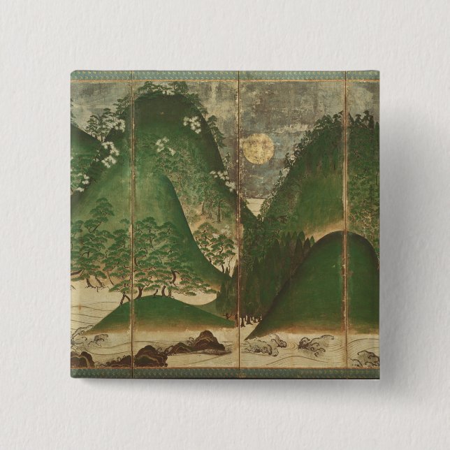 Spring Landscape with Sun 15 Cm Square Badge (Front)