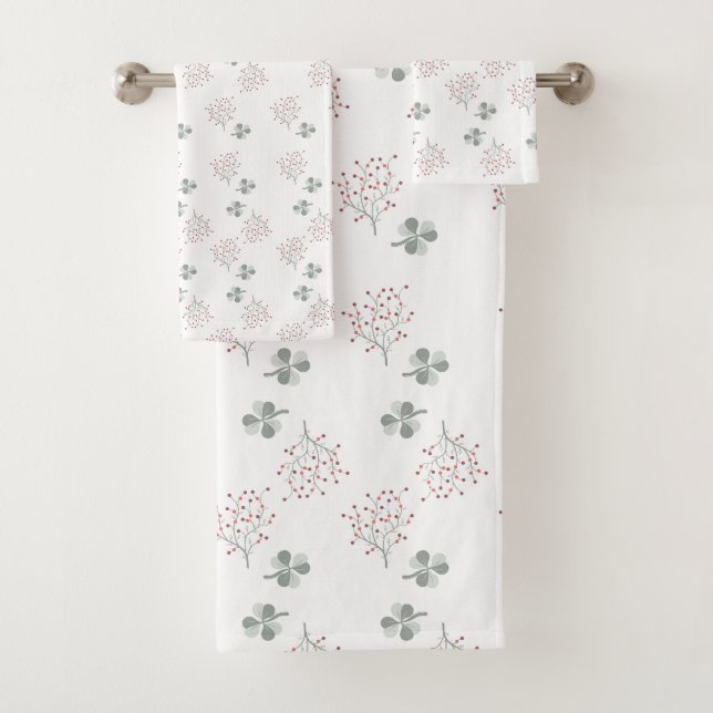 Spring leaf and bouquet towel set (Insitu)