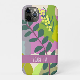 Spring Leaves  Abstract Bold Colors Custom Name  iPhone 11 Pro Case