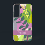 Spring Leaves  Abstract Bold Colours Custom Name   Samsung Galaxy Case<br><div class="desc">Bold,  colourful,  modern inspiring botanical leaves  with pops of colours</div>
