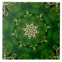 Spring Leaves and Flowers Ceramic Tile