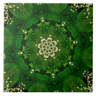 Spring Leaves and Flowers Ceramic Tile