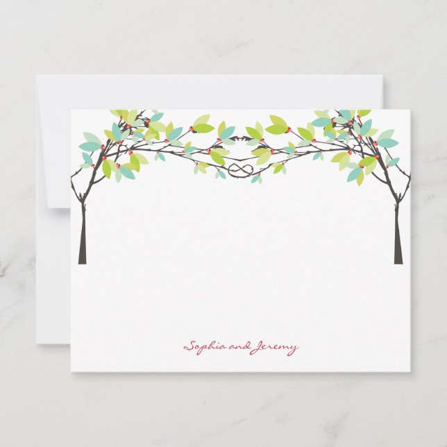 Spring Leaves Knotted Love Trees Thank You Card (Front)