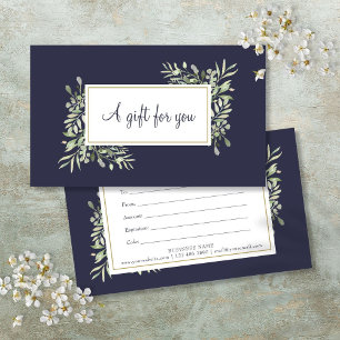 Spring Leaves Navy Blue Gift Certificate