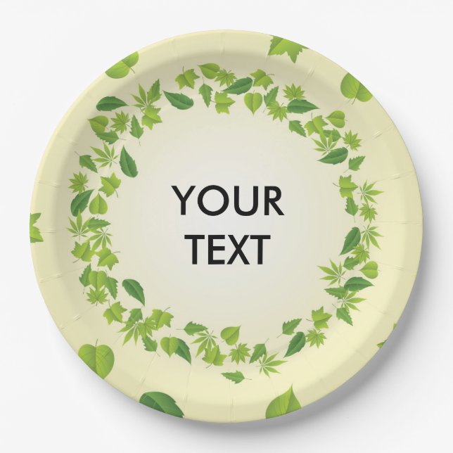 Spring leaves paper plate (Front)
