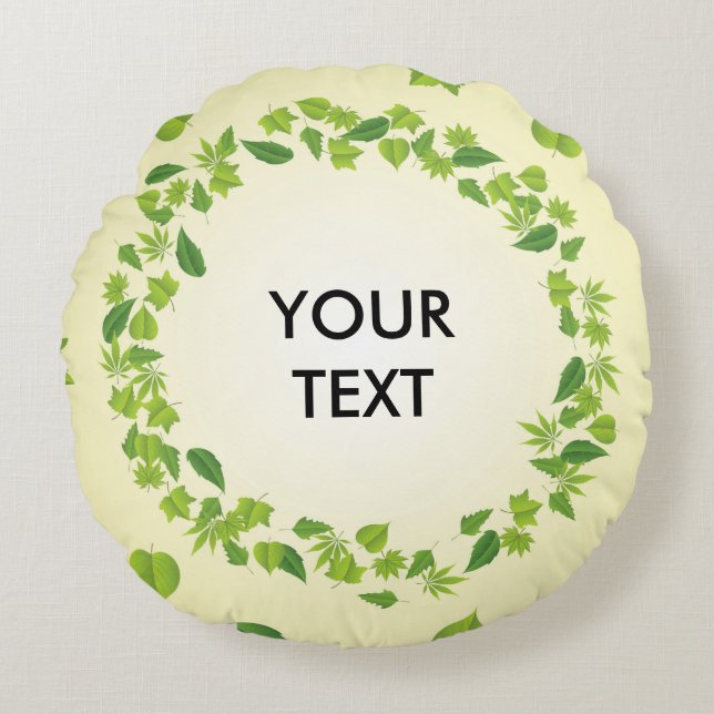 Spring leaves round cushion (Front)