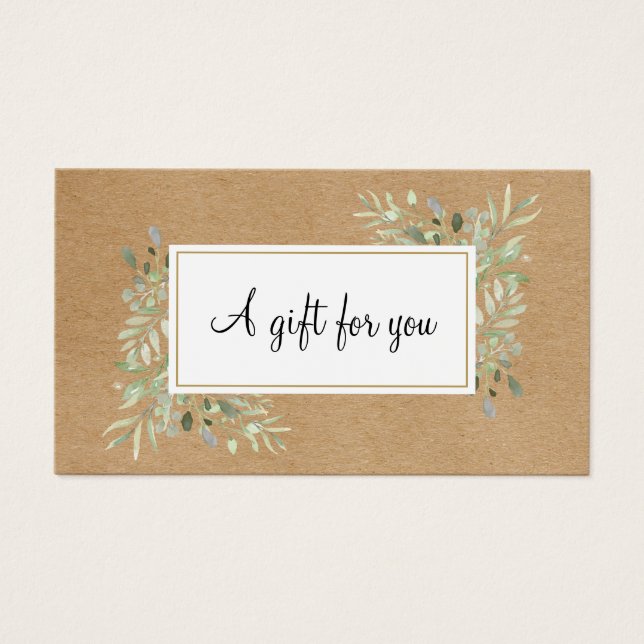 Spring Leaves Rustic Kraft Gift Card (Front)