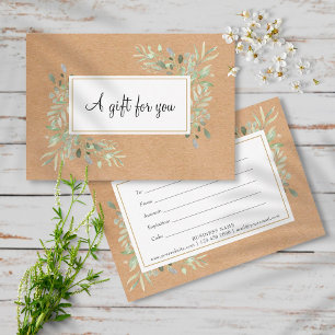 Spring Leaves Rustic Kraft Gift Certificate