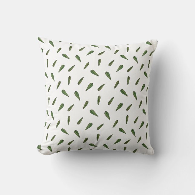 Spring leaves, watercolor pattern cushion (Front)