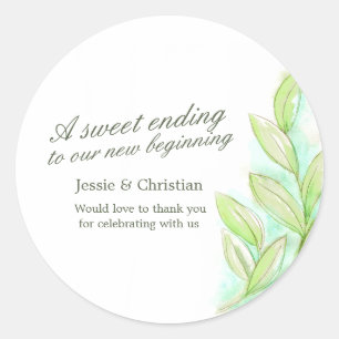 Spring leaves watercolor wedding candy stickers