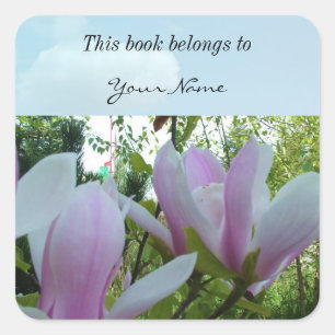 spring light purple magnolia flowers square sticker