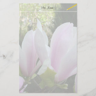 spring light purple magnolia flowers stationery