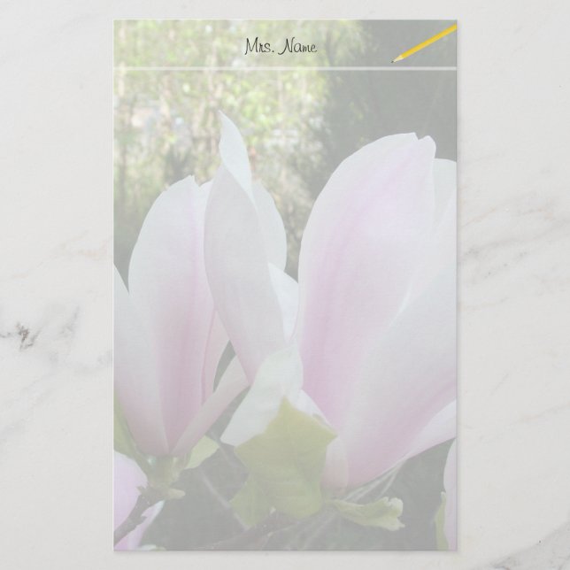 spring light purple magnolia flowers stationery (Front)