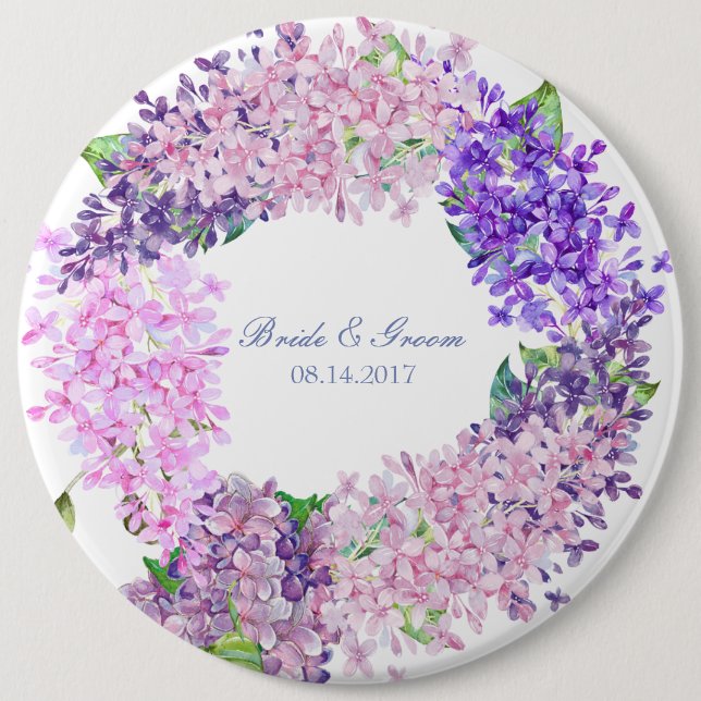 Spring Lilac Flower Blossom-Floral Wedding 6 Cm Round Badge (Front)