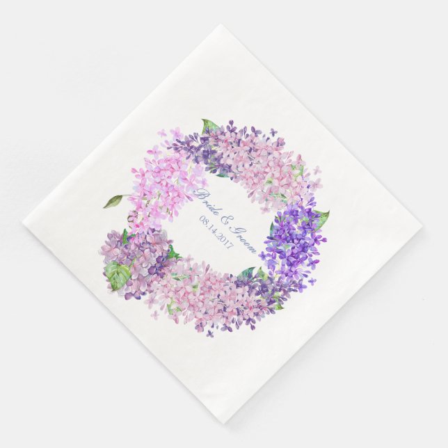 Spring Lilac Flower Blossom-Floral Wedding Napkin (Corner)