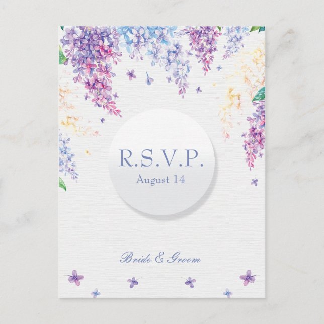 Spring Lilac Flower Blossom-Floral Wedding RSVP Invitation Postcard (Front)