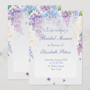 Spring Lilac Flower-Floral Wedding Bridal Shower Invitation
