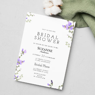 Spring lilac green wildflower garden Bridal Shower Invitation