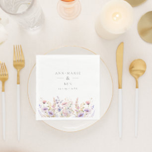 Spring Lilac Wildflowers Wedding Napkin