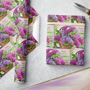 Spring Lilacs Add Birthday Name Lavender & Pink Wrapping Paper