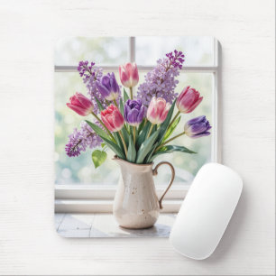 Spring Lilacs and Tulip Bouquet Mouse Mat