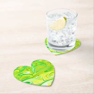 Spring Lime Green And Yellow Marble, Paper Coaster