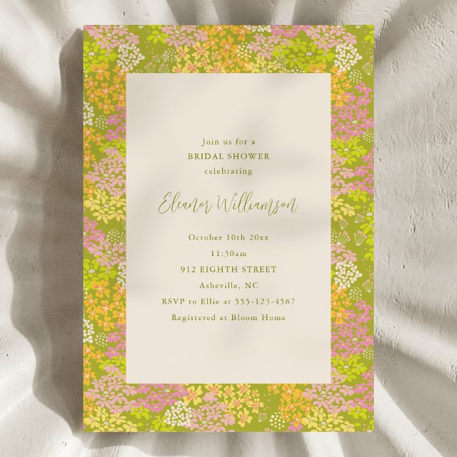 Spring Lime Green Floral Bridal Shower Invitation (Creator Uploaded)