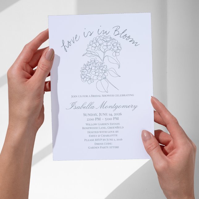 Spring Line Art Hydrangea Invitation (Spring Line Art Hydrangea Invitations
)