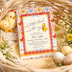 Spring Little Chick Floral Girl Baby Shower Invitation