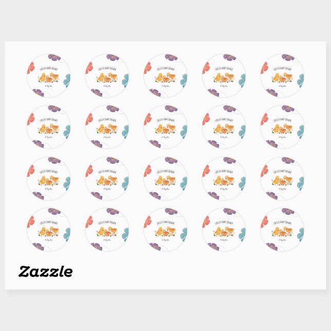 Spring Little Chicken Floral Baby Shower Classic Round Sticker (Sheet)