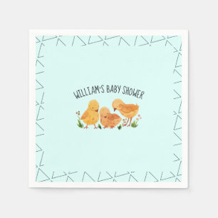 Spring Little Chicken Floral Baby Shower Napkin
