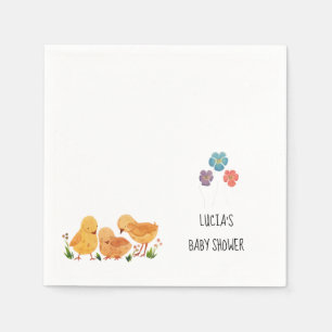 Spring Little Chicken Floral Baby Shower Napkin