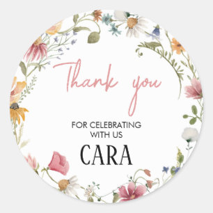 Spring Little Wildflower Birthday Party Classic Round Sticker