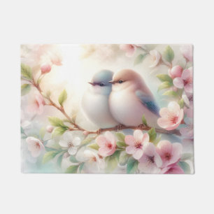 Spring Love Birds Cherry Blossom Floral Doormat