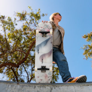 Spring Love Birds Cherry Blossom Floral Skateboard