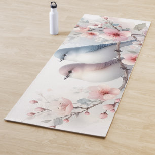 Spring Love Birds Cherry Blossom Floral Yoga Mat