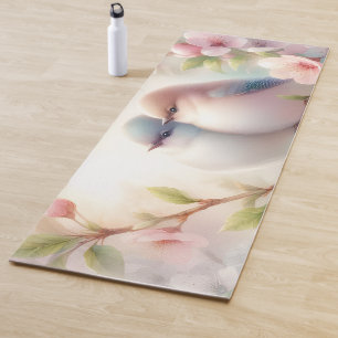 Spring Love Birds Cherry Blossom Floral Yoga Mat