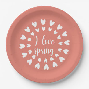 Spring Love, Little Hearts Paper Plate