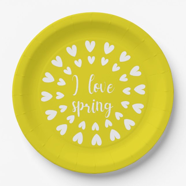 Spring Love, Little Hearts Paper Plate (Front)