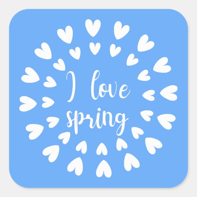 Spring Love, Little Hearts Square Sticker (Front)