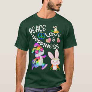 Spring Love Peace & Hoppiness Bunny Happy Easter T-Shirt