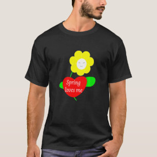 Spring Loves Me Flower With Red Heart Leaf T-Shirt