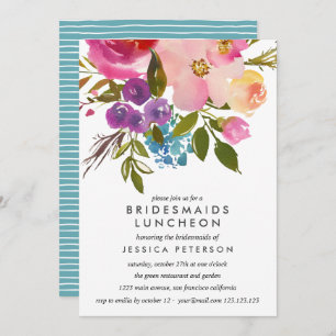 Spring Lush Flowers Bridesmaids Luncheon Wedding Invitation