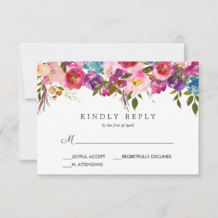 Spring Lush Pink Flowers Wedding Response Rsvp