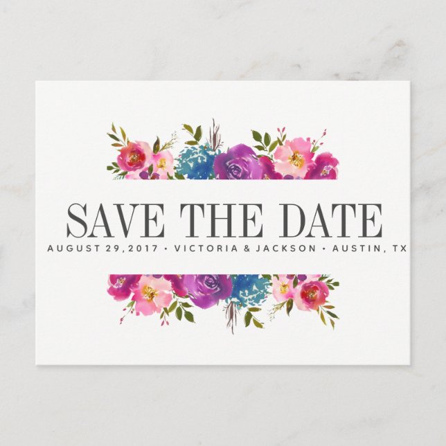 Spring Lush | Pink  Flowers WEDDING save the date Announcement Postcard (Front)