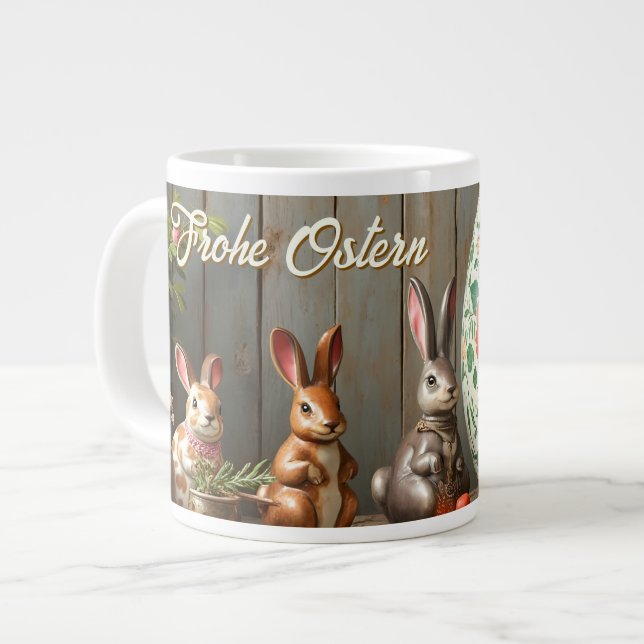 Spring Magic with Blossoms and Bunny Happiness Large Coffee Mug (Front Left)