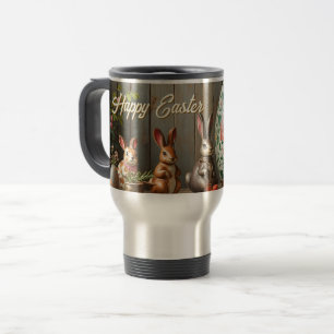 Spring Magic with Blossoms and Bunny Happiness Travel Mug