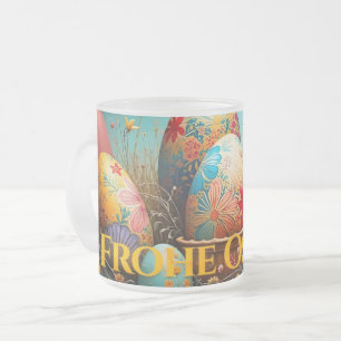 Spring Magic with Easter Eggs Frosted Glass Coffee Mug