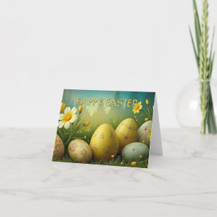 Spring Magic with Easter Eggs in a Sea of Flowers Card