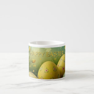 Spring Magic with Easter Eggs in a Sea of Flowers Espresso Cup